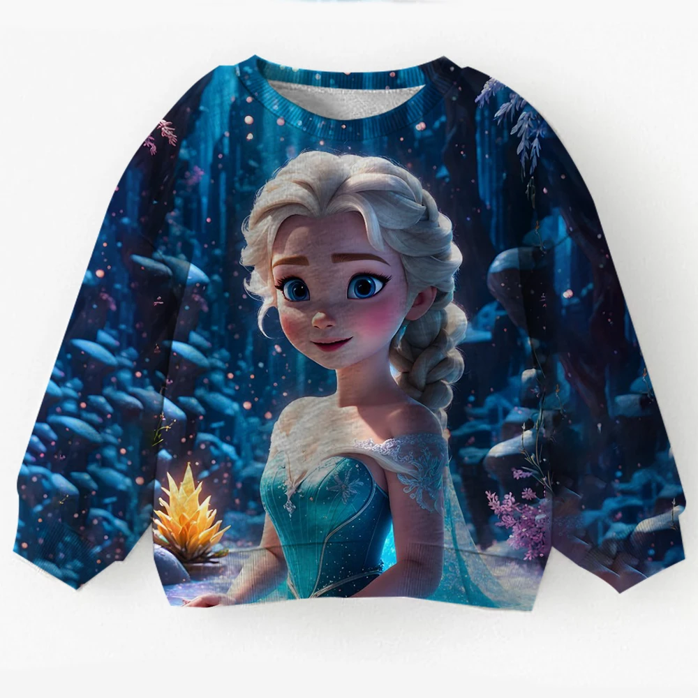 

Детская спортивная одежда, весенне-осенний детский универсальный милый пуловер принцессы Диснея с героями мультфильмов, одежда для малышей