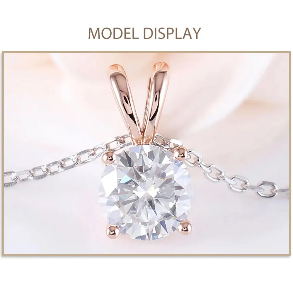 

Seasons of Shine Delicate Solid 14K Rose Gold 6.5mm FG Color Moissanite Diamond Pendant For Women Moissanite Necklace Pendant
