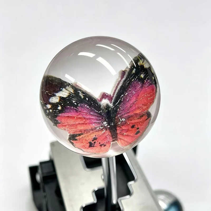 Universal Car Gear Shift Knob Transparent Acrylic Butterfly Inlaid Shifter Head Creative Modification Replacement Accessory