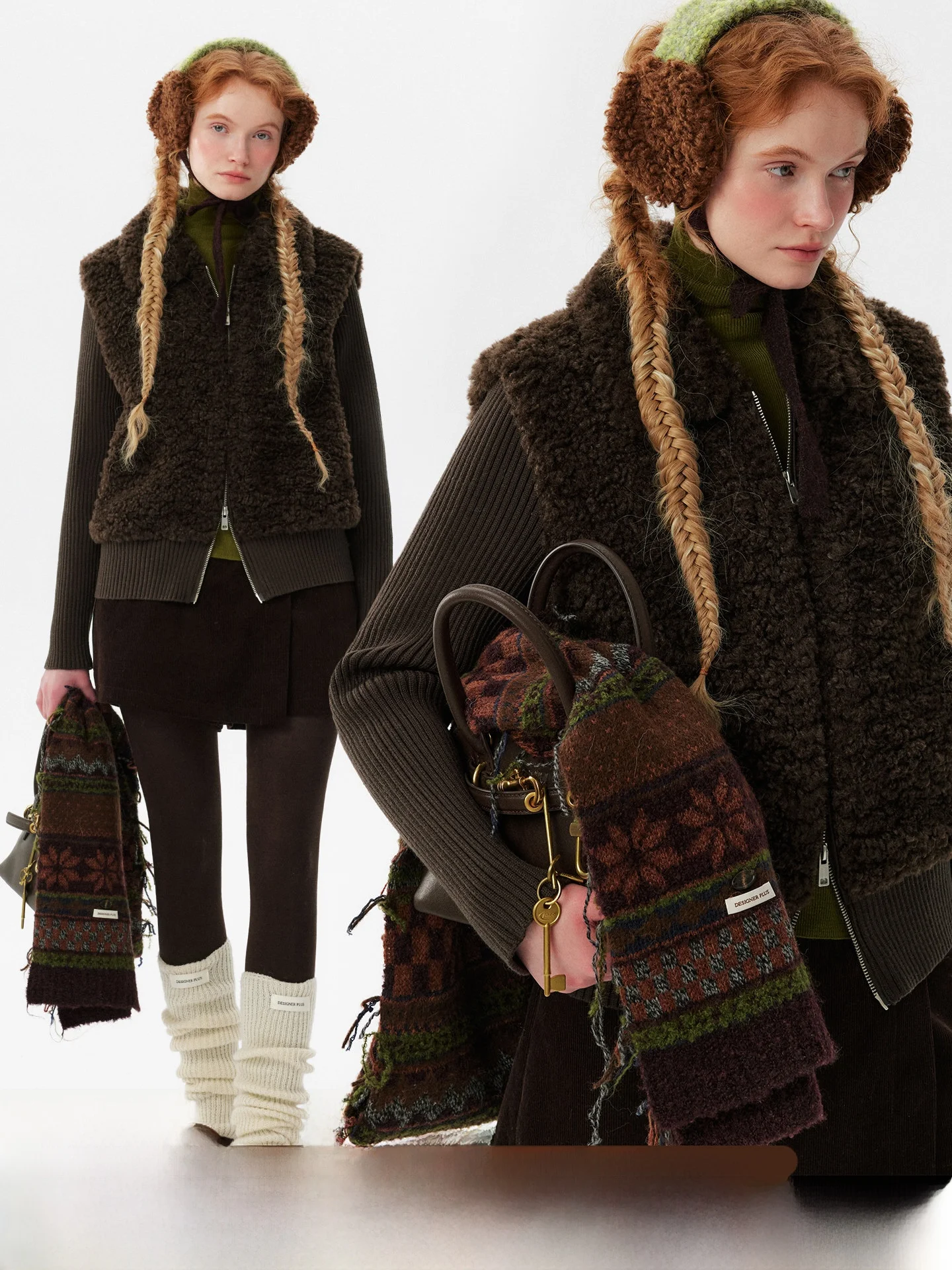 

Женская теплая верхняя одежда из искусственного меха ягненка, вязаная, в стиле пэчворк, для повседневной носки, из полиэфирного волокна, длинная