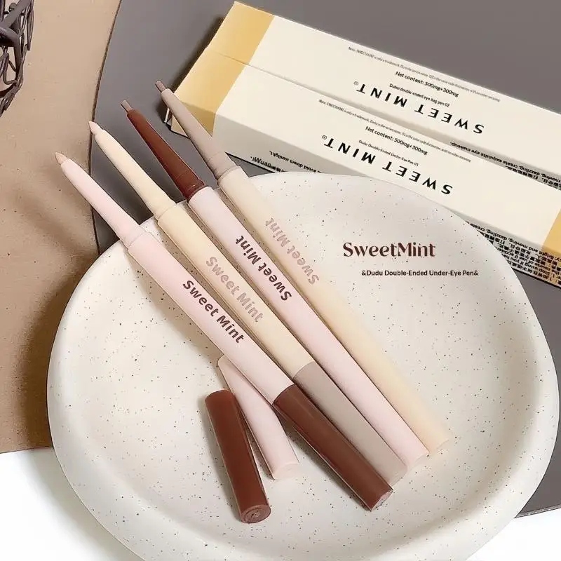 Double Head Eyeliner Pen Lying Silkworm Eye Brighten Bronzer 2 in 1 Waterproof And Durable Not Easy To  Dye Natural Makeup view 6