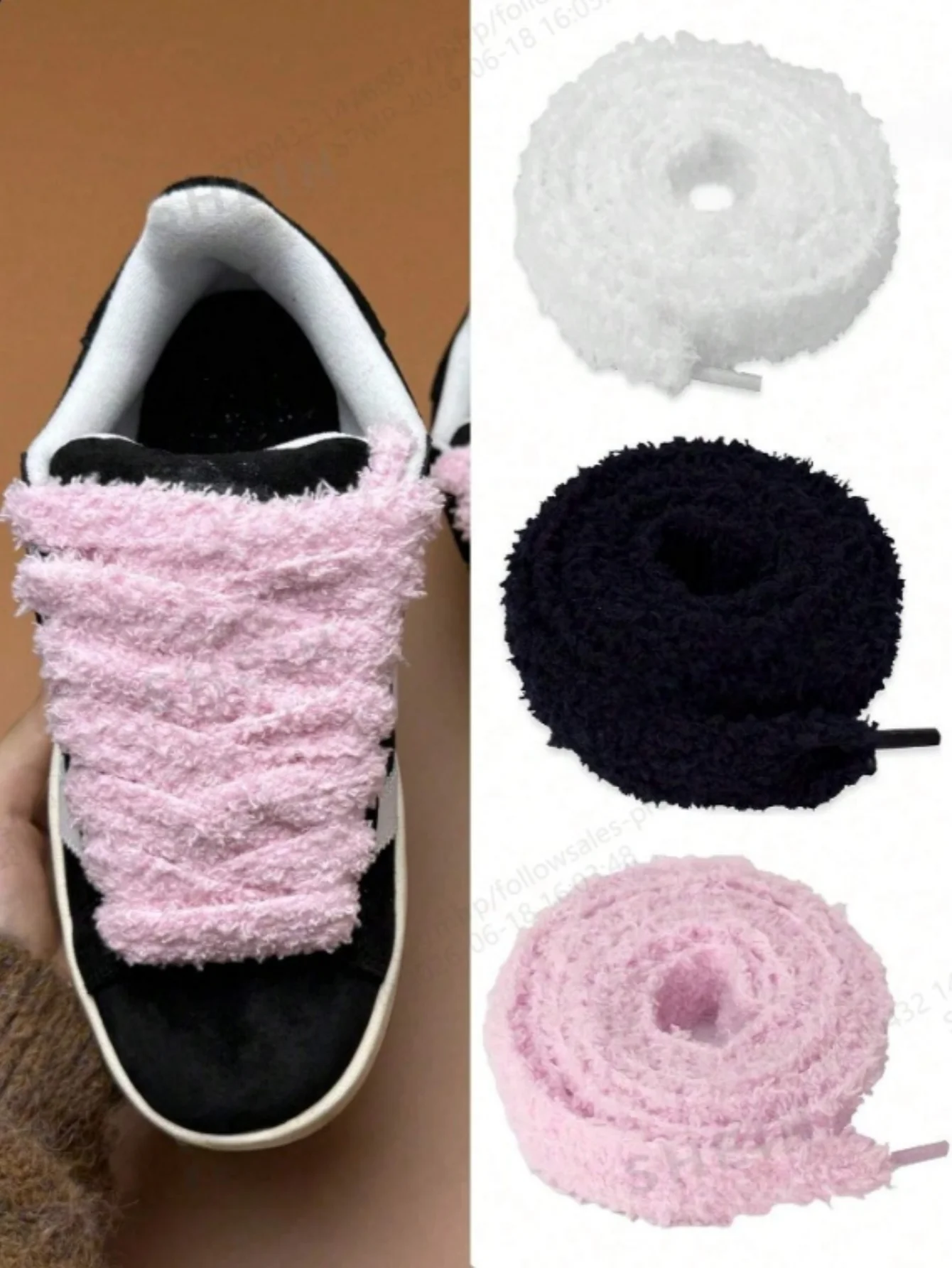 1 Pair of 120cm / 47.24inch Thick Plush Flat Shoelaces, Solid Color Soft Shoelaces, Suitable for Sneakers, Casual Shoes, Fashionable Shoe Accessories, Suitable for Spring and Summer, Bridesmaid Gifts, Travel and Vacation, Cute Little Items