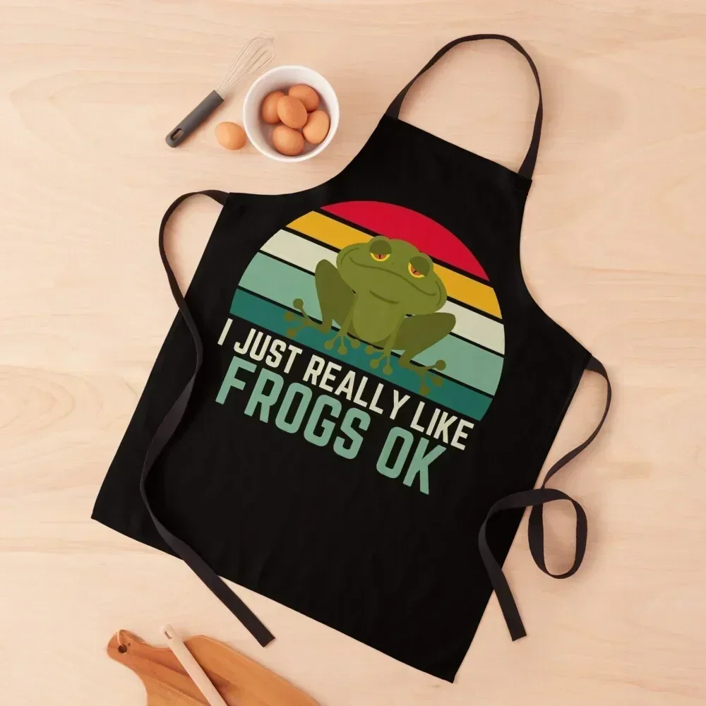 

I Just Really Like Frogs ok, retro vintage birthday gift Apron waiter For Woman Household Items Apron