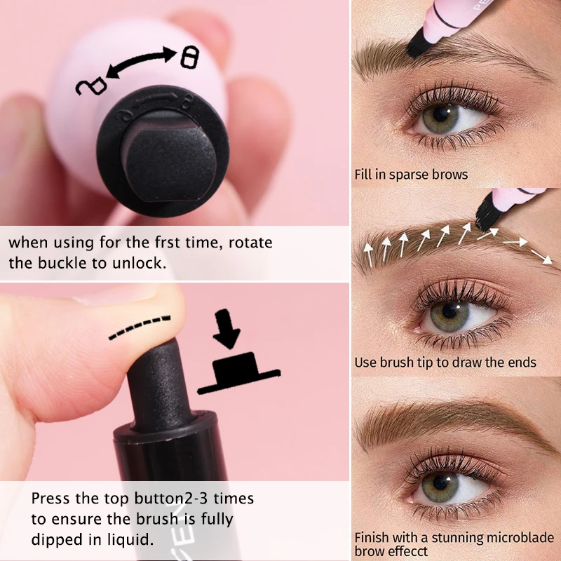 1Pc Dual-Action luchtkussen wenkbrauwtint, waterdicht, zweetbestendig, veegvast voor een natuurlijke wilde wenkbrauwlook