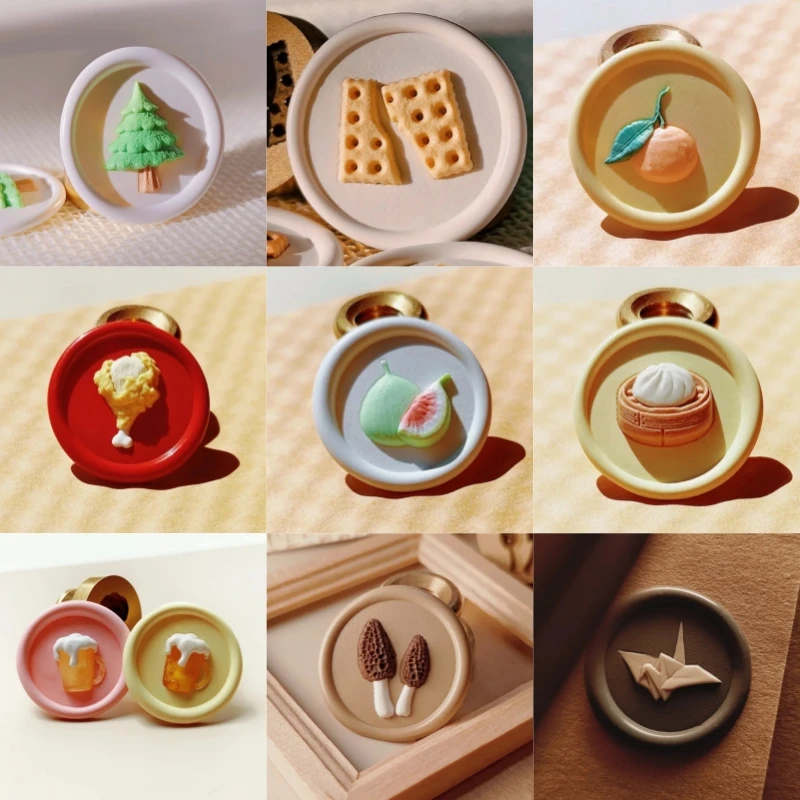 15 mm Mini-Stempel mit Lackzegel, schalenförmiger Essstäbchenhalter, Tierserie, niedliches Relief-Stempelspielzeug mit Kupferkopf