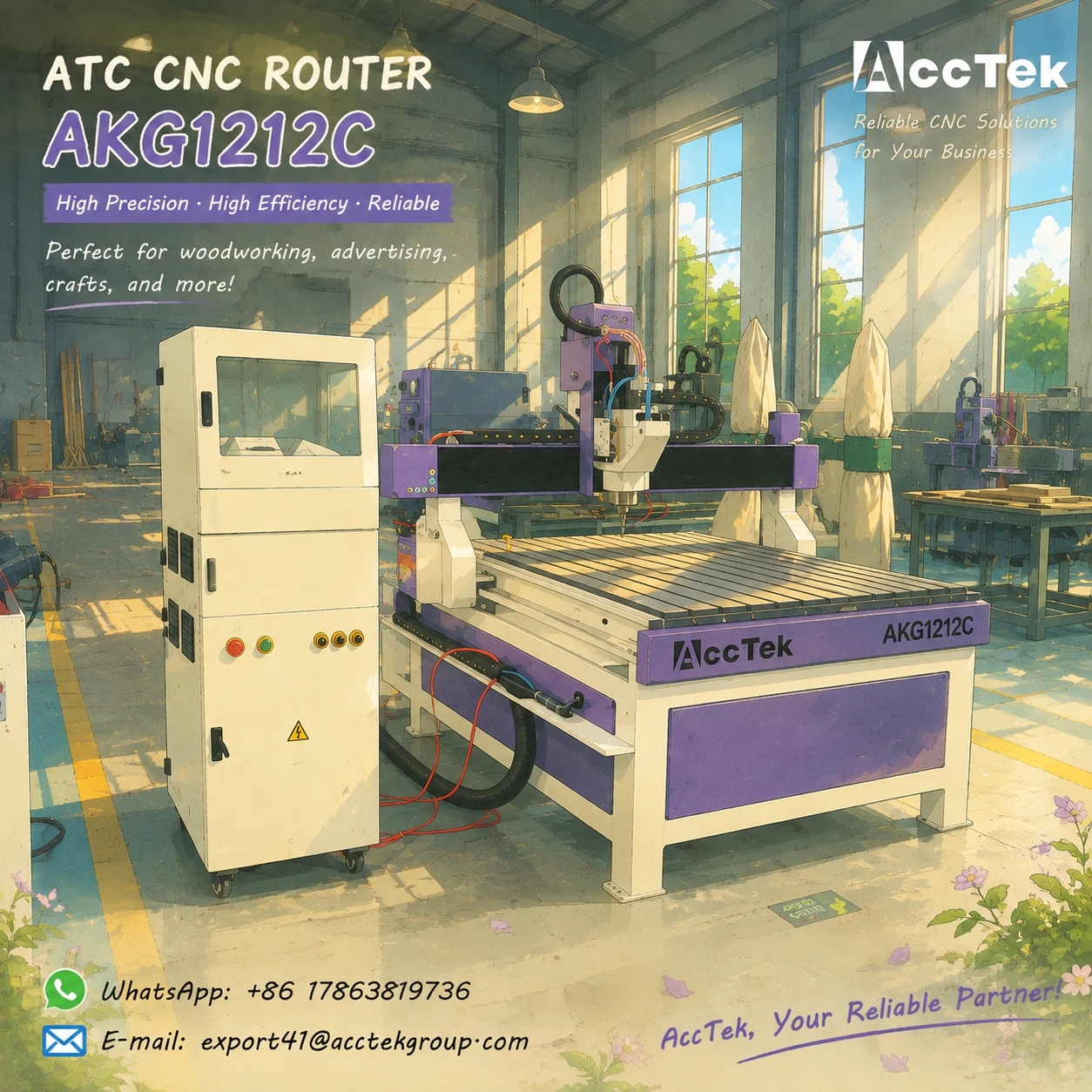 ATC CNC Router Small Working Area Automatic Tool Change CNC Router 1212 for Advertising Sign