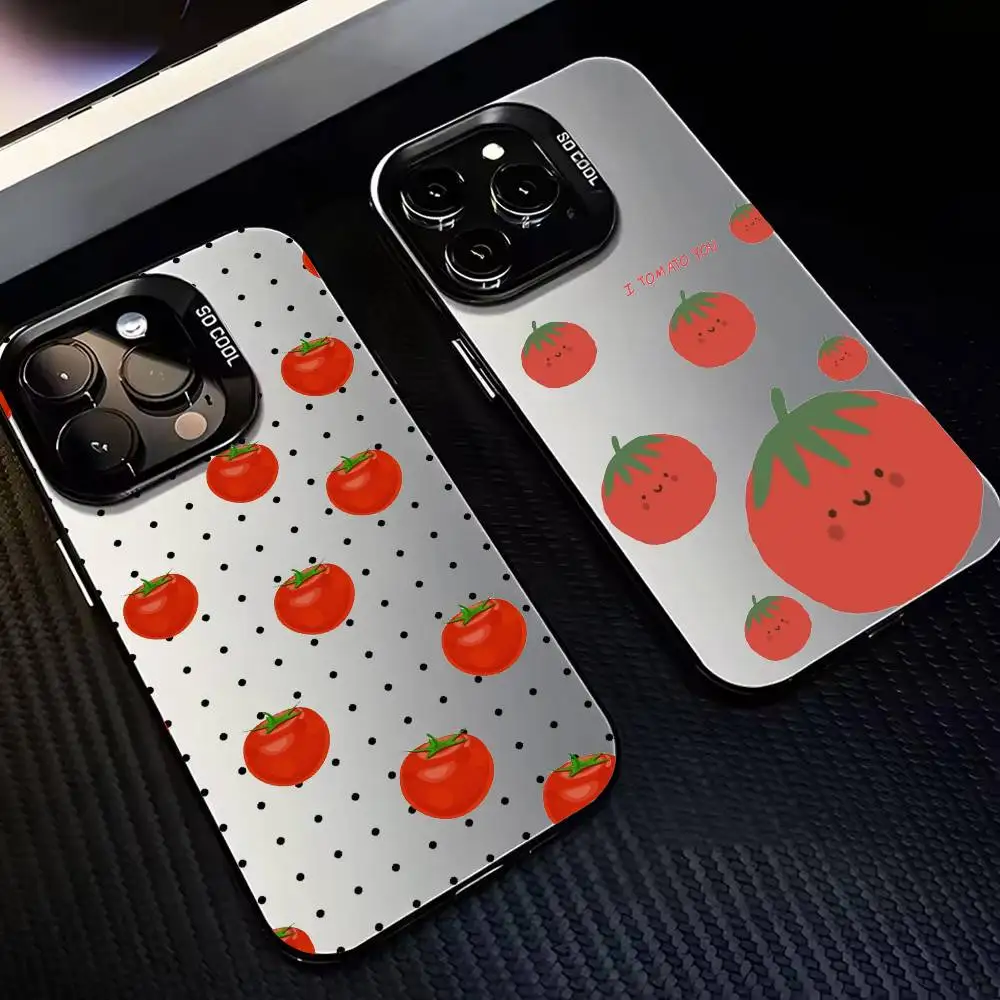

K-Korean Ins T-Two Ted T-Tomato Phone Case For iPhone17,16,15,14,13,12,11 Plus,Pro Max Black Candy silver phone case