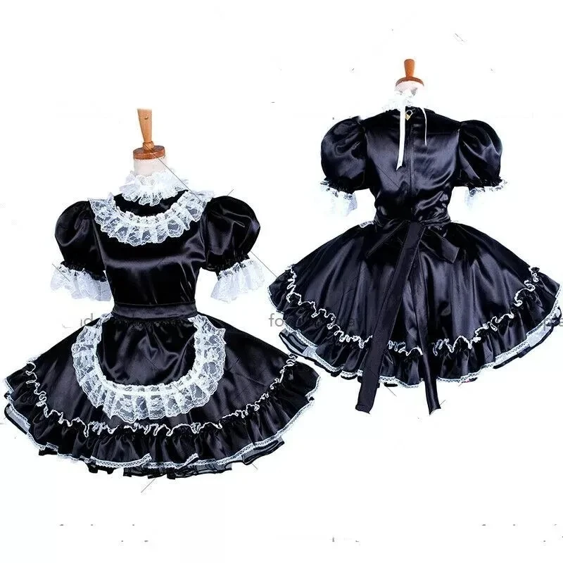 

lockable Sissy Satin dress maid cosplay costume Tailor-made maid