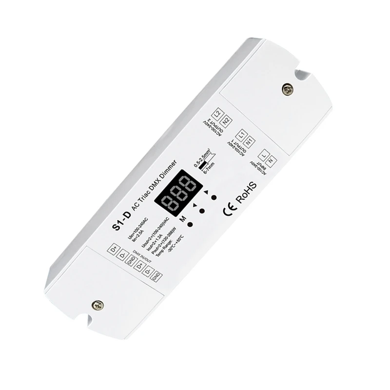 DMX512 Decoder S1-D AC Triac DMX Dimmer AC100 240V With Digital Display LED Controller Engineering Decoder