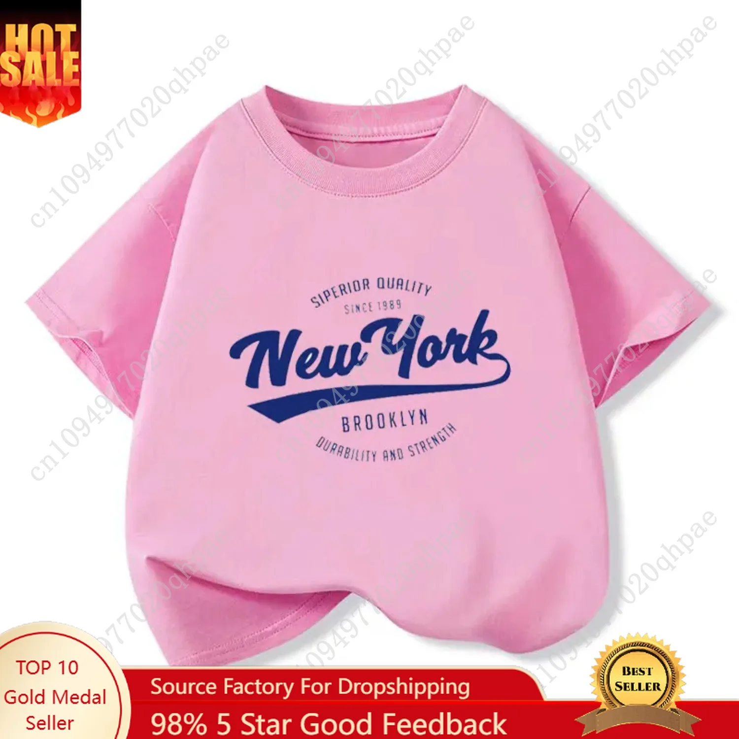 Летняя детская футболка с надписью Нью-Йорка