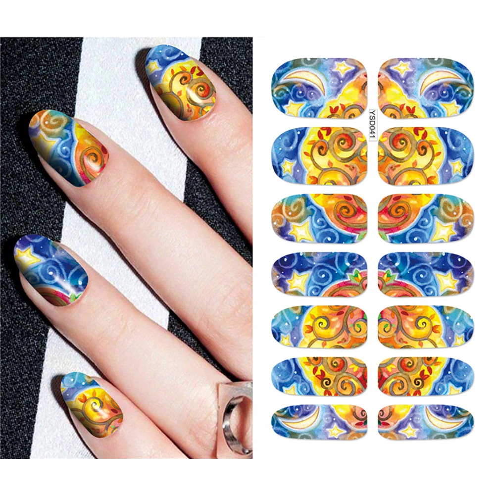 Watermark Nail Art Sticker Moon Leopard Color Water Transfer Nail Art Decoration Big Flowers Nail Art Transfer Stickers For Nail