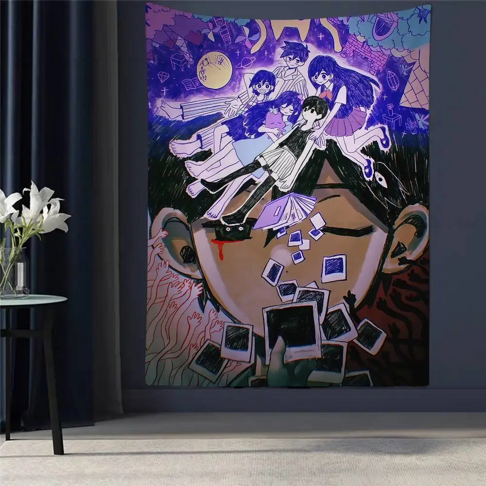 

Hot Horror Game Omori Printed Large Wall Tapestry Hanging Tarot Hippie Wall Rugs Dorm Home Decor