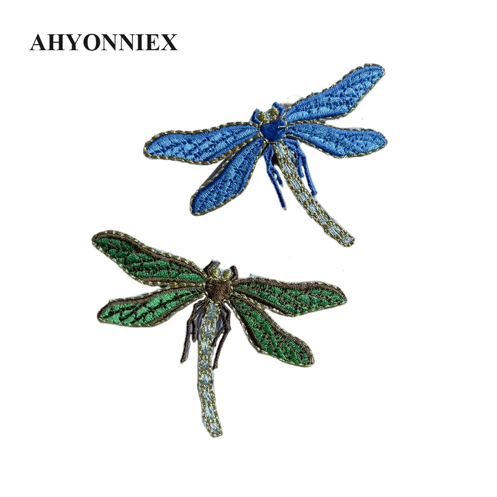 1 Piece Embroidered Dragonfly Patch Cloth Stickers for Jeans Coat Accessories Iron On Applique for DIY