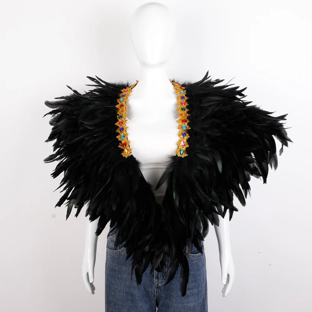 Halloween Feather Shawl Cape Cosplay Large Feather Shoulder Wrap  Shrug Decor for Carnival Dress Up Party Costume Props