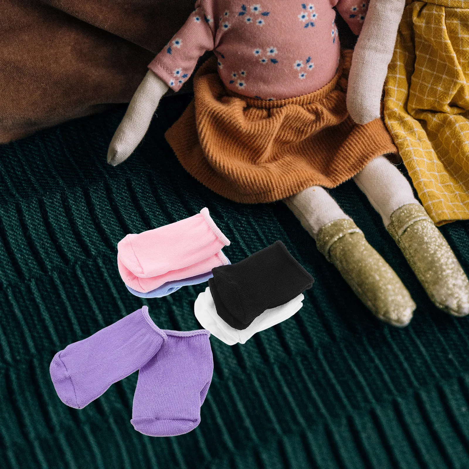 

5Pairs Girls Socks 18Inch Short Replacement Accessory Perfect for Dressing Decoration Photo Prop Accessory Creative Mix Match