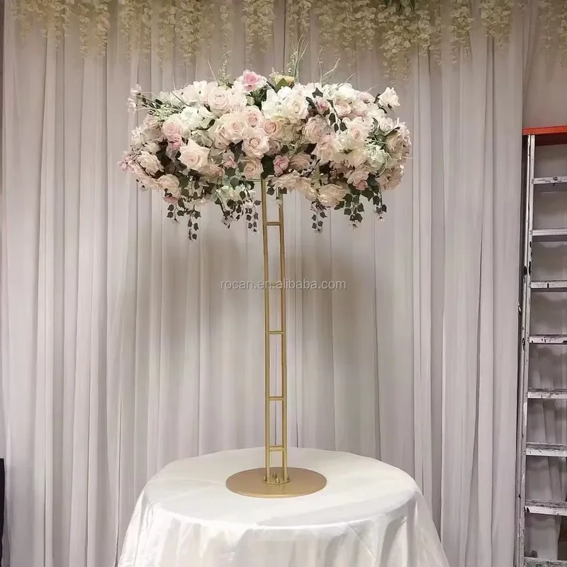 120cm Tall Gold Metal Round Flower Stand Removable Wedding Decoration Floor Plant Holder Elegant Party Ornament Display Rack
