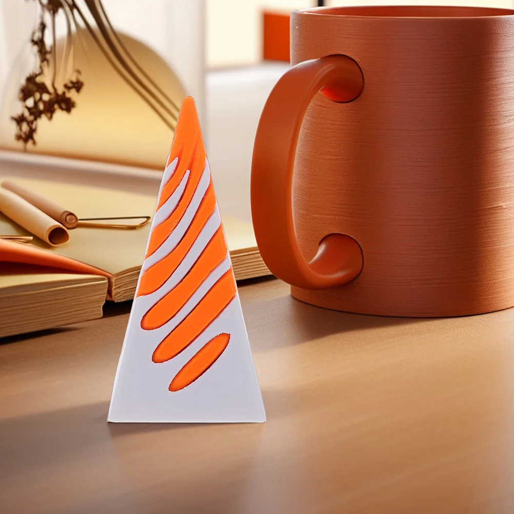 

2Pcs Unique Spiral Cone Desk Ornament 3D Printed Geometric Illusion Pyramid Pass Through for Office Study Room Modern Art