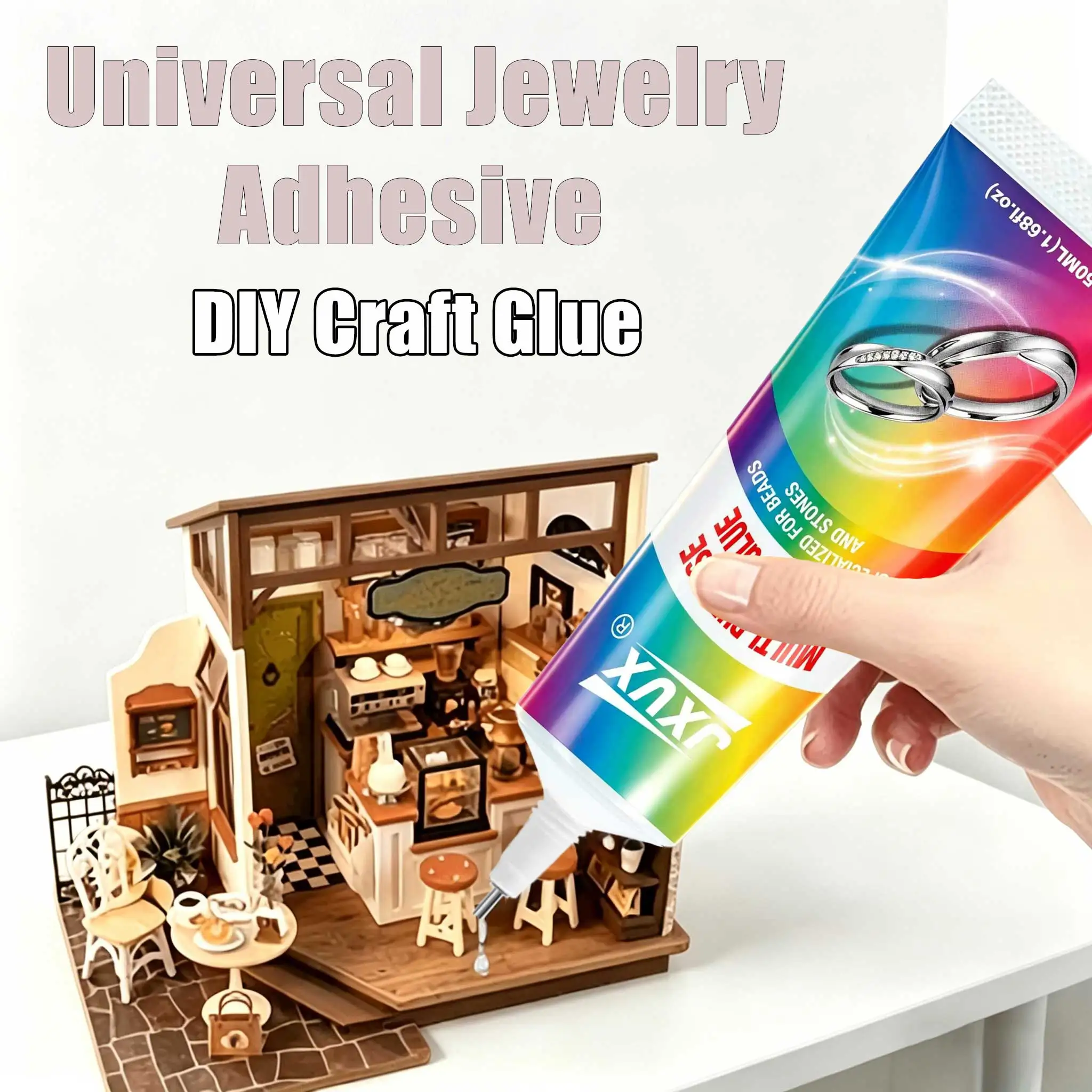 Cola Transparente para Joias Jxvx 50ml, Adesivo Super B-7000, Adesivo Transparente Adequado para Artesanato com Strass, Roupas e Calçados, Tecidos, Produção de Joias