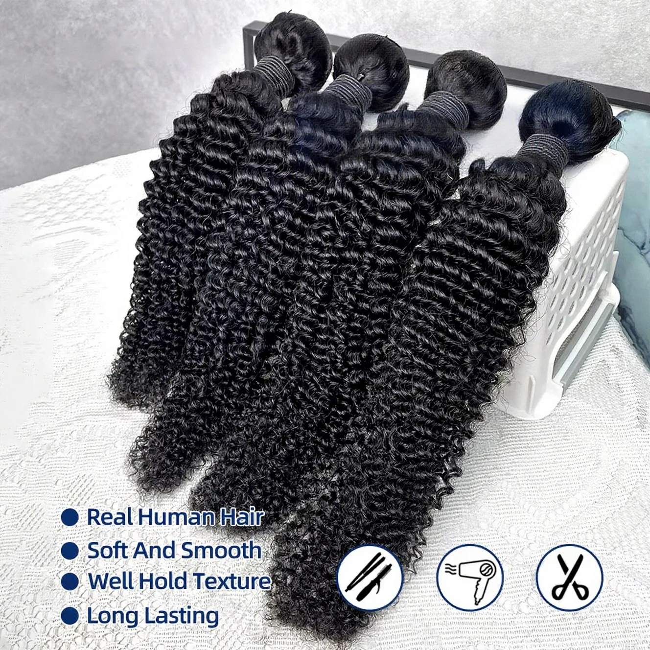 Lakeisha المنغولية الأفرو غريب مجعد الشعر البشري حزم السائبة 30 28 بوصة الخام 100% غير المجهزة عذراء ريمي ملحقات لحمة مزدوجة #3