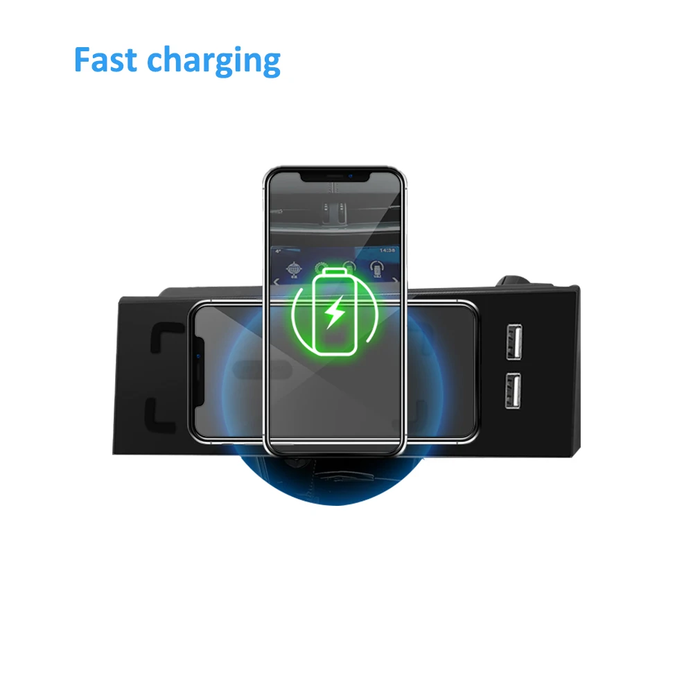 wireless car charger mount for Volkswagen CC Arteon for passat b8 2019 charging adapter dual usb ports for iphone11 fast charge