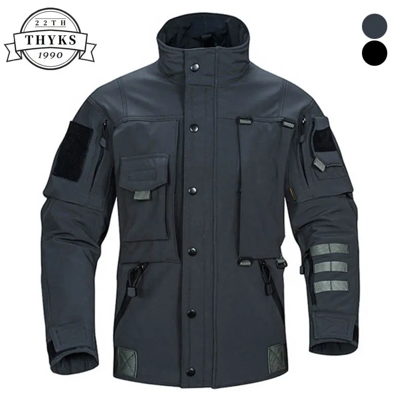 Soft Shell Tactical Jackets Men Waterproof Multifunctional Pocket Motorcycle Jacket Wear-resistant Combat Outwear Male Black New