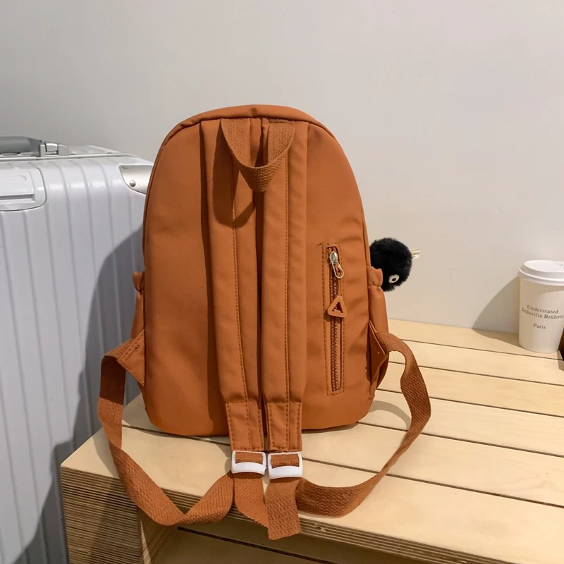 Solid Nylon Zipper Sewing Drawstring Large Capacity Fashionable School Bag Simple Backpack 2024 Hot Sale Bags for Girls and Boys