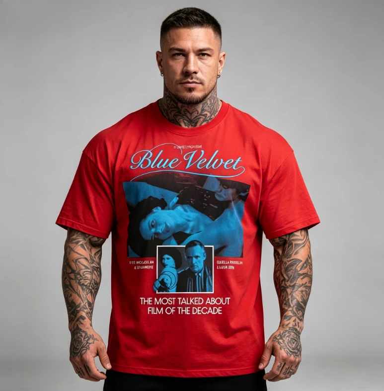 2026 new Men's retro movie poster print classic pattern short-sleeved casual summer streetwear shirt