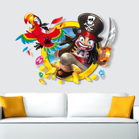 Super Funny Sea Robber Owl 3D Vinyl Walls Art Porthole Stickers Pirate Anime Poster Home Decoration for Living Room Kids Bedroom