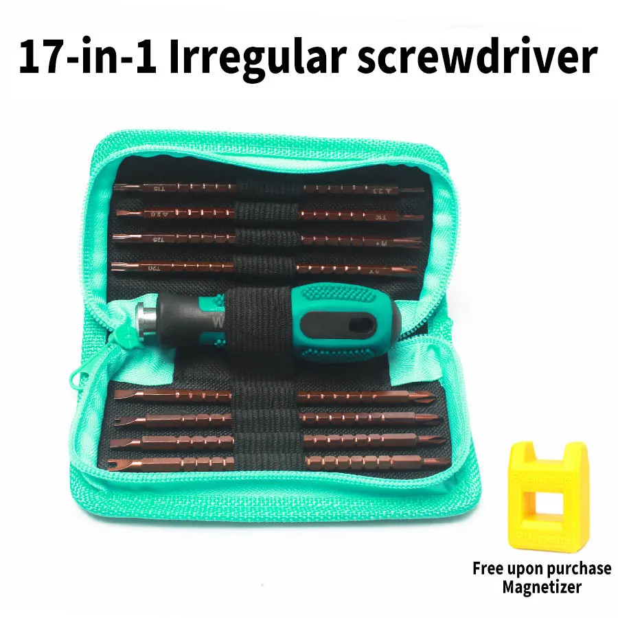 

16 in 1 different head shapes Portable canvas bag magnetic screwdriver kit commonly used repair tools combination Irregular