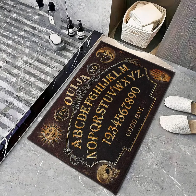 1pc Ouija Skull Doormat Non-slip Indoor/Outdoor Rug for Mysterious Decor and Welcome Mat Living Room Kitchen Hallway Decoration