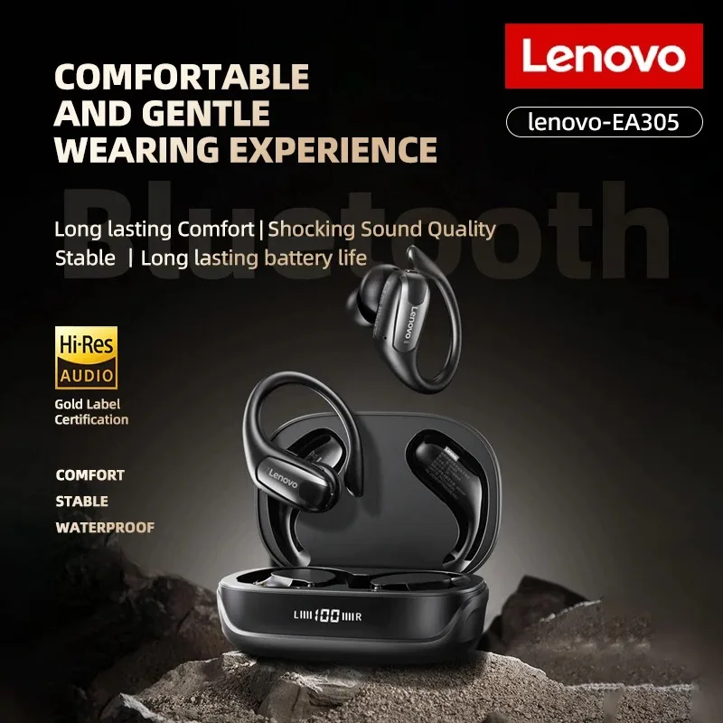 سماعات أذن أصلية رسمية 100% لينوفو EA305 مزودة بتقنية البلوتوث سماعة أذن لاسلكية تعمل بالبلوتوث وعمر بطارية 24 ساعة مع زمن انتقال منخفض