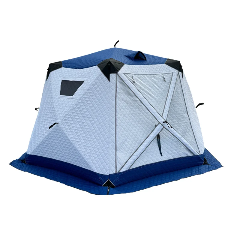 Winter Fishing, Camping, Scenic Viewing, Thick and Warm Fabric with Chimney, Ice Fishing House with Opening and Fixed Pad