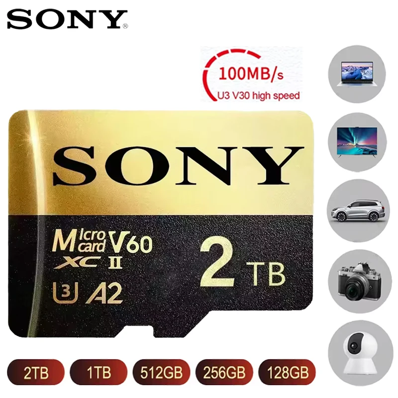 Kartu SD Mini SONY 2TB Class10 A2 U3 Kartu Flash TF 1TB untuk Speaker PC Ponsel Pintar HD Kartu Micro SD Kecepatan Tinggi untuk Nintendo Switch