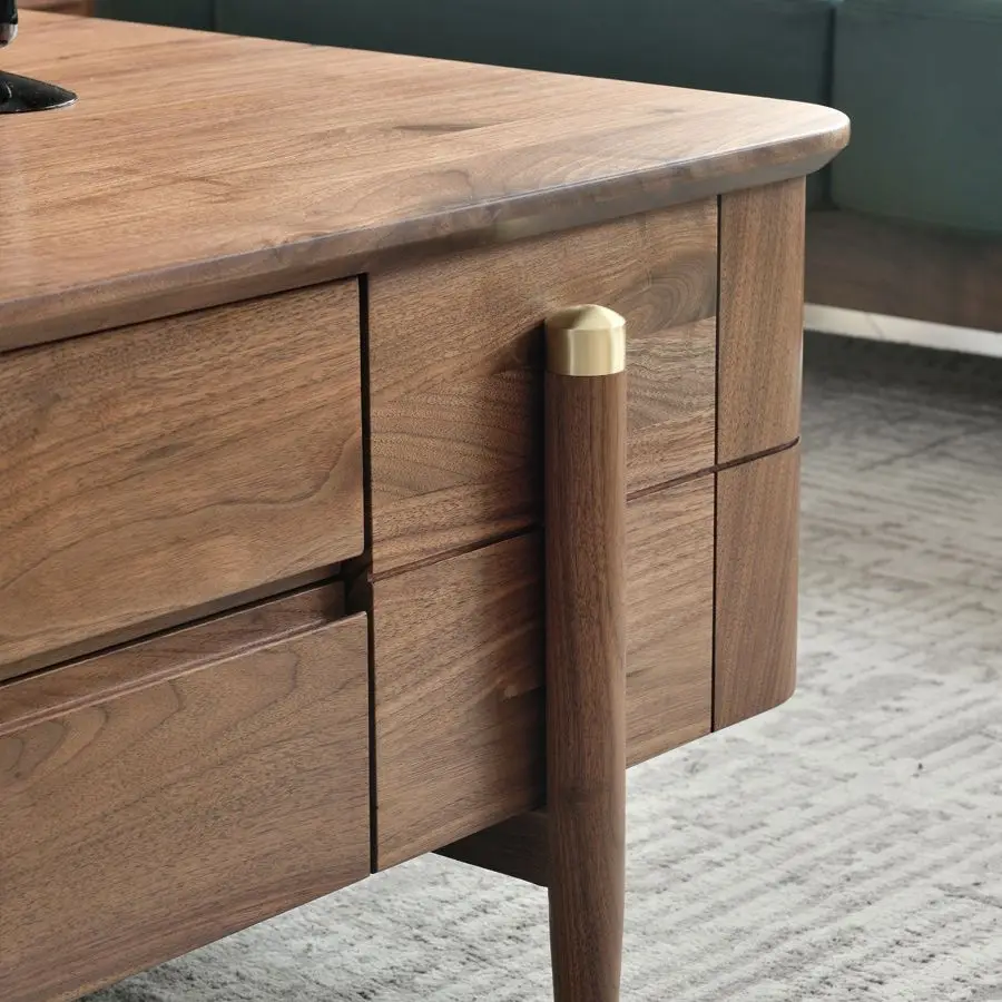 Nordic all solid wood rectangular coffee table black walnut modern simple home living room storage coffee table light luxury