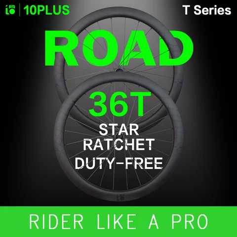 10PLUS Carbon Wheels T Series Disc Brake 700c Carbon Rim 36T Star Ratchet Center Lock Pillar 1423 Spokes Road Racing Wheelset