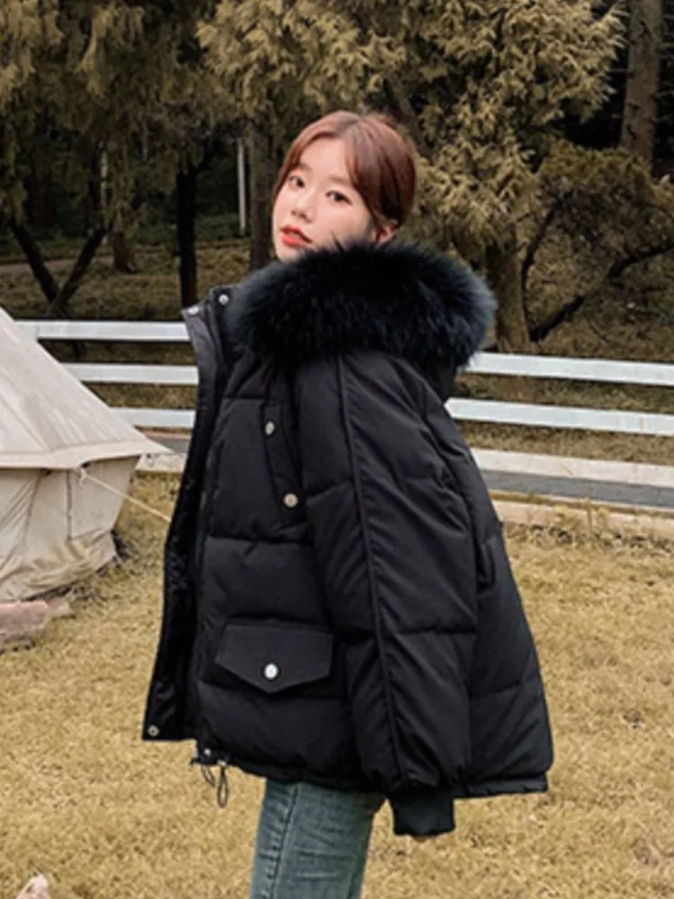 Women's Korean Short Down Coat Autumn Winter Fashion Jackets Thicken Warm Hooded Pocket Parkas Outerwears Female Cold Clothes