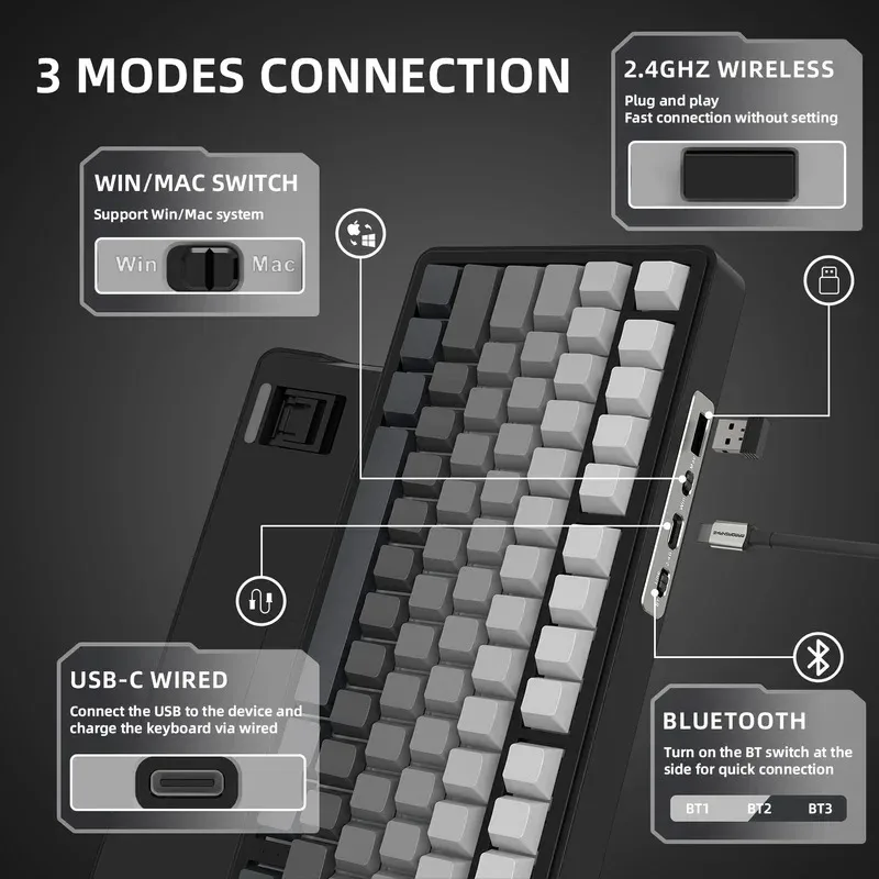 ATTACK SHARK X85PRO Draadloos mechanisch toetsenbord met