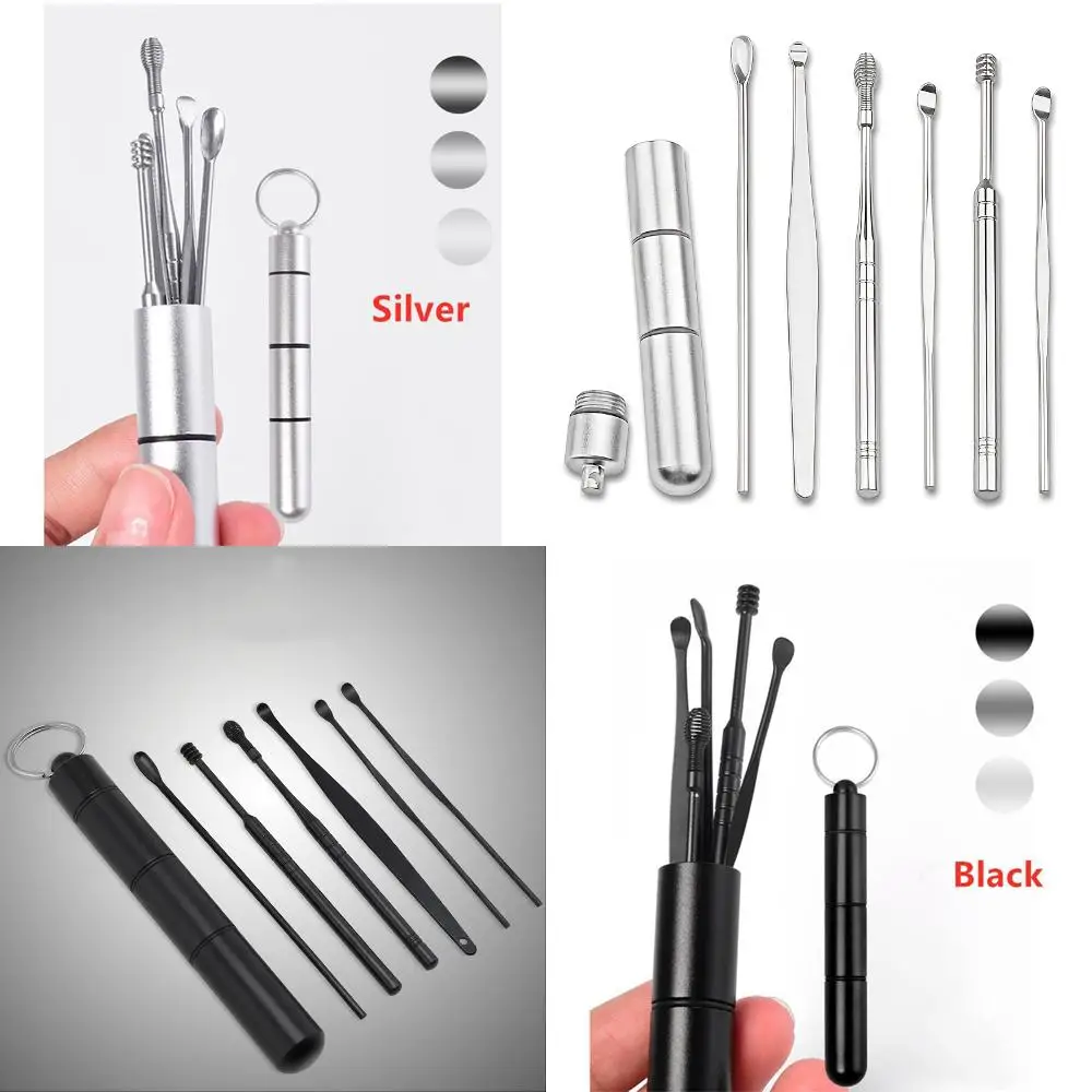 High-Quality Ear Pick Set for Gentle and Precise Ear Wax Removal - 4 piece Stainless Steel Ear Spoon Curette Kit for Ear Care an