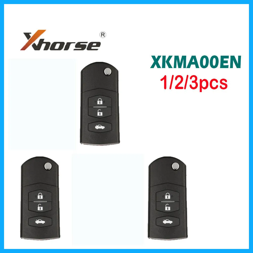 Xhorse-XKMA00EN VVDI Wire Remote Key, 3 Botões, Chave remota do carro para Mazda, Chave universal para VVDI2, Mini Tool, 1 Pc, 2 Pcs, 3Pcs