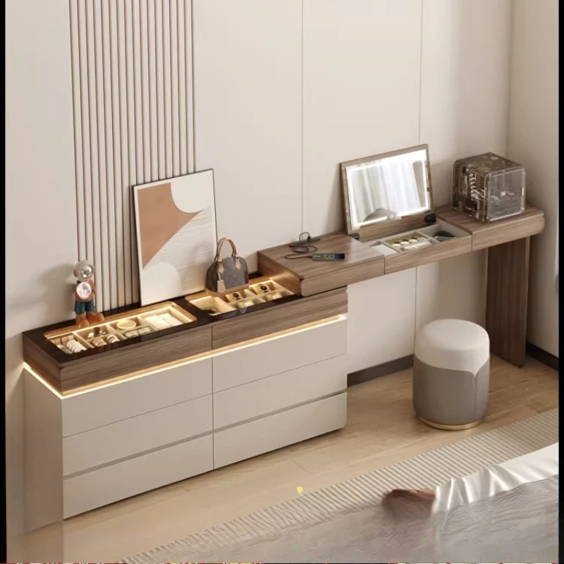 

Bedside storage cabinet ultra-thin simple modern retractable flip cover makeup table