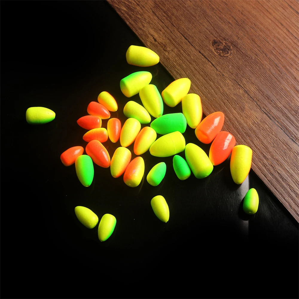 60PCS Fishing Floats Pompano Floats for Fishing Rigs Floats Fly Fishing Floats Bright Color with Tackle Box Lightweight EVA Foam