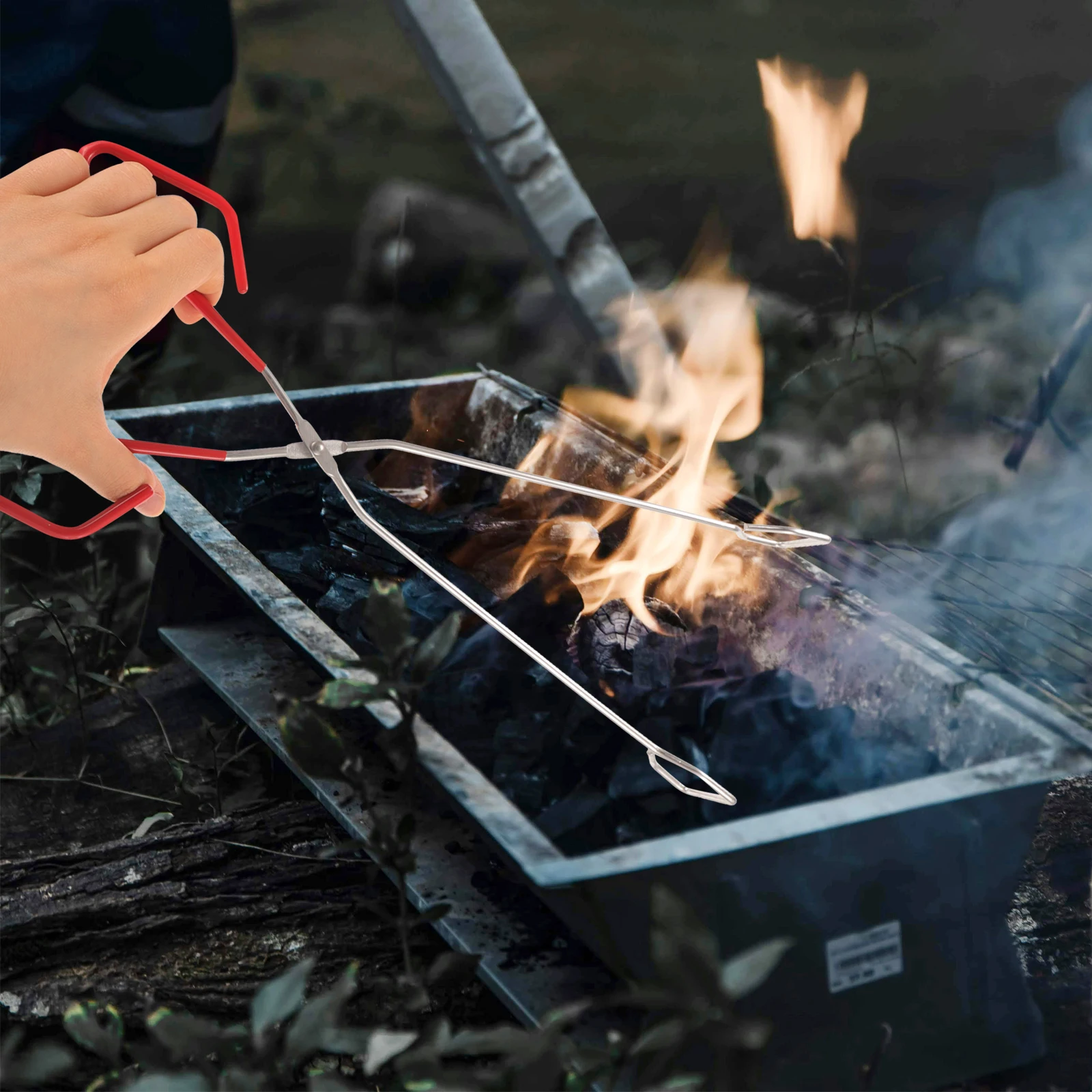

1pcs Extra Long Charcoal Tongs Heavy Duty Grill Tongs For Bbq Camping Fireplace Pit Outdoor Cooking Tools Kitchen Bar