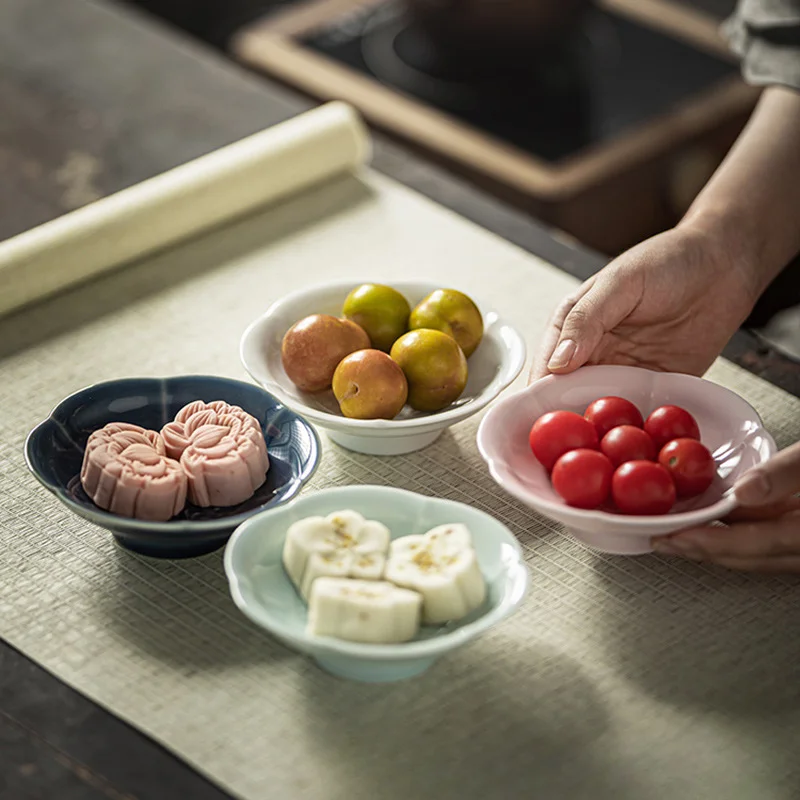Vintage Pastry Plate Exquisite Dry Pot Bubble Table Stove Tea Cooking Decorations Dim Sum Plate Fruit Plate Ceramic Tea Plate