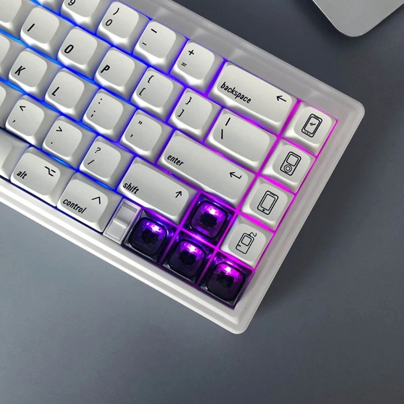 Crystal Keycaps, 1U Backlit Keycaps with Transparent Layer Cherry MX Compatible for Mechanical Keyboards, Full 4/20 Dropship