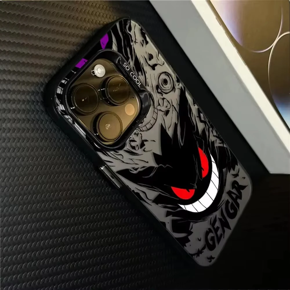 Pokemon Gengar Frosted Case for iPhone 17 Air 16 E 15 14 Plus 13 12 Mini 11 Pro Max Acrylic Dustproof Silicone Hard Edge Cover - náhled 3