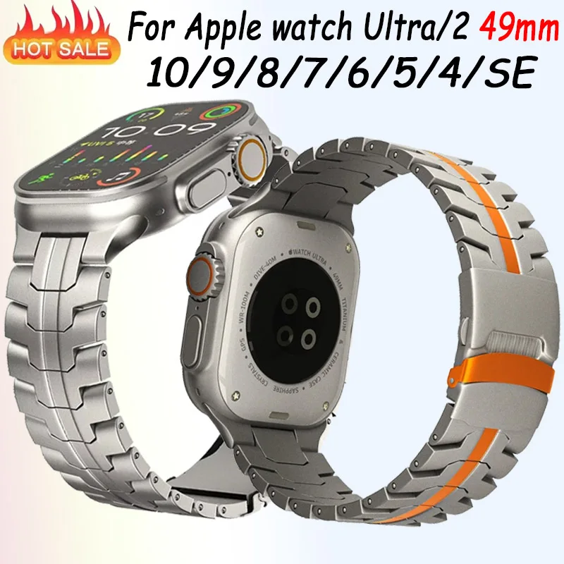 Tytanowo-metalowy pasek do Apple Watch Ultra 2 49mm Series 10 46mm 42mm Akcesoria opaska na nadgarstek iWatch 9 8 7 SE 6 5 45 44 41 40mm