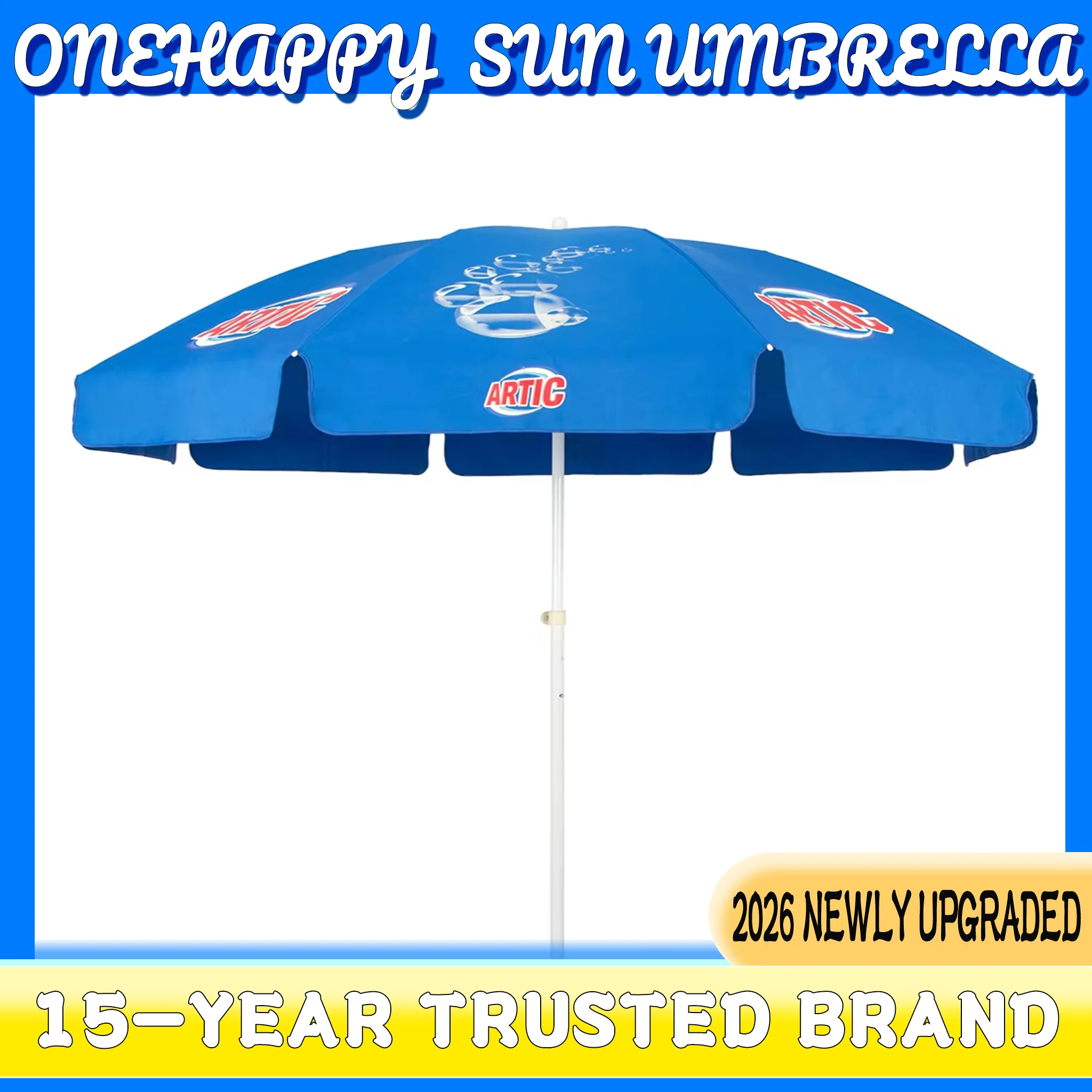 

6.5FT Portable Beach Umbrella with Sand Anchor 3-Section Telescopic Adjustable Tilt Sunshade Umbrella Outdoor Travel