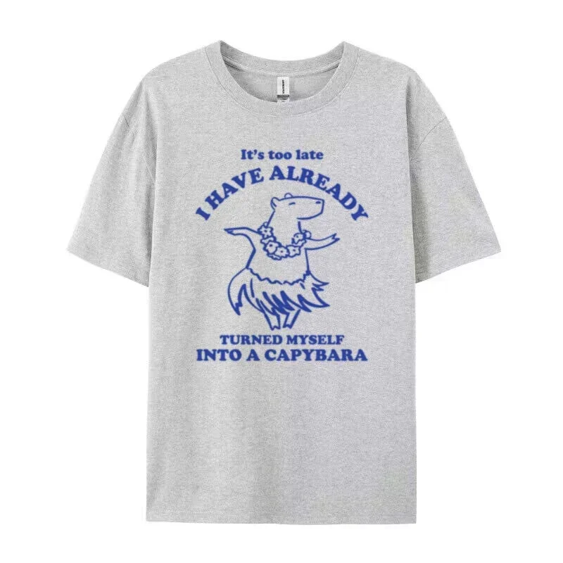 Camiseta de algodón neutro de género, camiseta holgada de manga corta con cuello redondo y estampado gráfico de gran tamaño, moda incluida