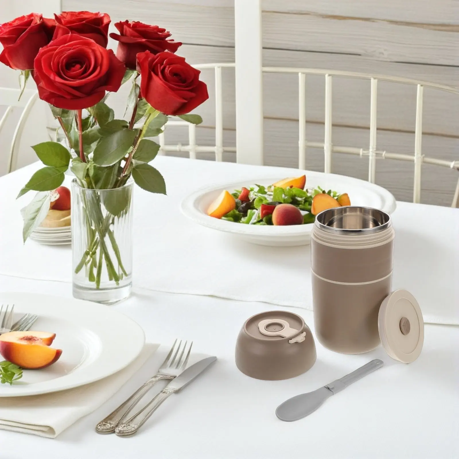 

Breakfast Cup 800Ml Stainless Steel Inner Portable Microwave Safe Soup Bowl Cereal Container Travel Oatmeal Mug For On-The-Go