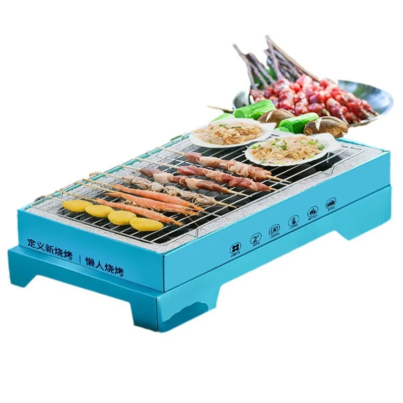 

Portable foldable small grill for outdoor camping and domestic use, designed for charcoal cooking